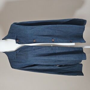 J.Jill Indigo LG Denim Shacket Pockets Lightweight Coastal Casual Minimalist